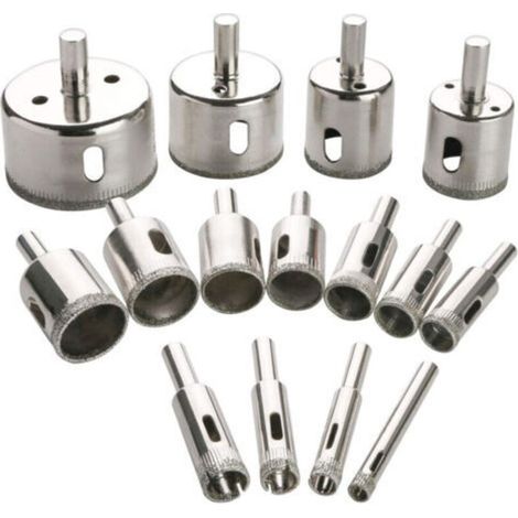 Kit de 15 scies cloches diamantées pour le verre, les bouteilles, le marbre, le granit et le carrelage (6 à 50 mm) (1/4)