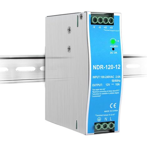 12V 10A 120W DIN-Schienen-Netzteil, Metallgehäuse, stabile AC/DC-Wandlung für industrielle Automatisierung und Schaltschränke (1/5)