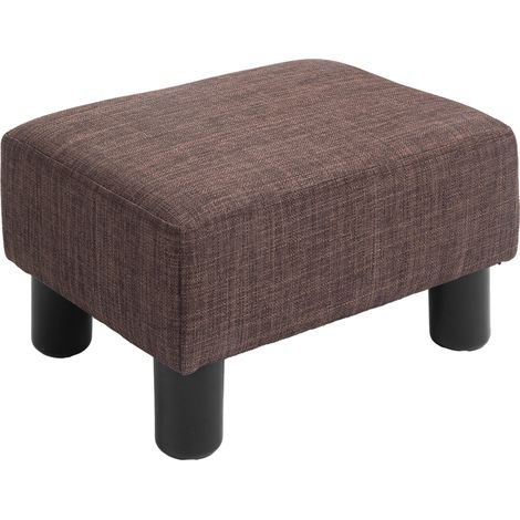 Puf rectangular de lino marrón 40 x 30 x 24 cm HOMVRA (1/5)