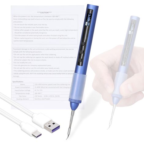 Fer à souder électrique intelligent portable station de soudage USB 180-480℃ écran OLED stylo à souder avec réglage et étalonnage de température