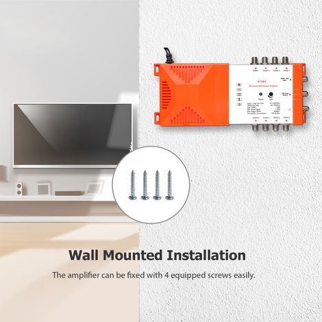 Amplificateur de distribution professionnel à 8 voies avec TV et radio terrestres en boucle IRS 87-2350 MHz Amplificateur de signal d'antenne Faible bruit Gain élevé pour une utilisation en intérieur (1/5)