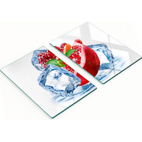 Tablas decorativas de cristal para cortar y servir, dise帽o de granada con hielo, 2x40x52 cm.