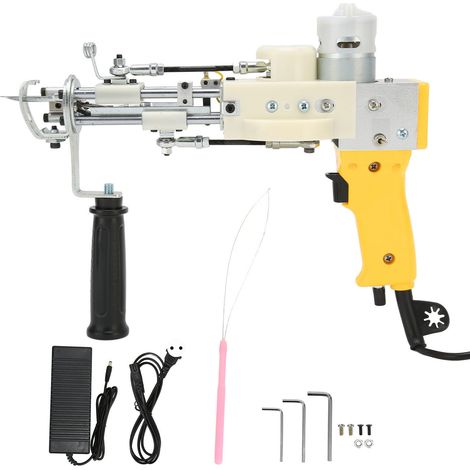 Pistolet à touffeter 2-en-1 tapis, vitesse réglable, machine électrique DIY artisanale, 100-240V, prise UE, jaune (1/5)
