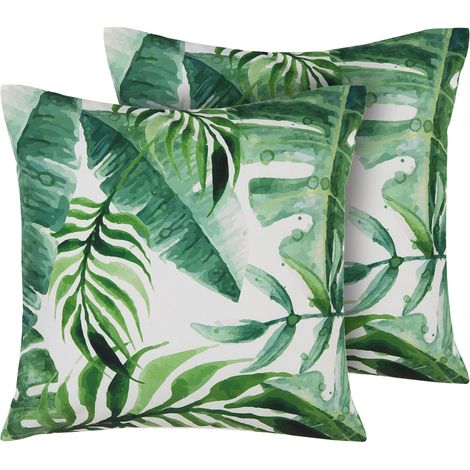 Conjunto de cojines de jardín con motivo de hojas verde de poliéster cuadrado 45 x 45 cm impermeable diseño moderno Pavelli