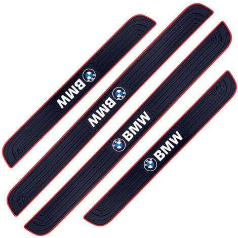 4 PCS Barres de Seuil de Porte Voiture Plaque de Seuil Protecteurs Autocollant Voiture Film Adhésif pour Protection Seuil Porte Garde-Plaque de Seuil de Porte Voiture en Caoutchouc Souple PVC(BMW) (1/5)