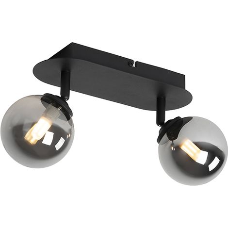 Spot schwarz mit Rauchglas 2-Licht verstellbar - Athen