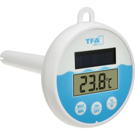 TFA Dostmann Digitales Solar-Poolthermometer Termometro da piscina Bianco, Turchese 30.1068.02 (1/4)