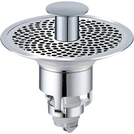 Großer, federbelasteter Druckabflussstopfen für Waschbecken, Doppelfiltration, Verstopfungsschutz, zerlegbar, für Rohre mit 30–40 mm Durchmesser, Qingh Badezimmerzubehör (1/5)