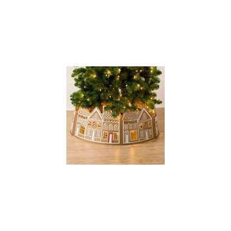 Collier de sapin de Noël en forme de maison en pain d'épices, avec lumière LED, 66 cm, motif flocon de neige, décoration d'arbre de Noël (1/5)