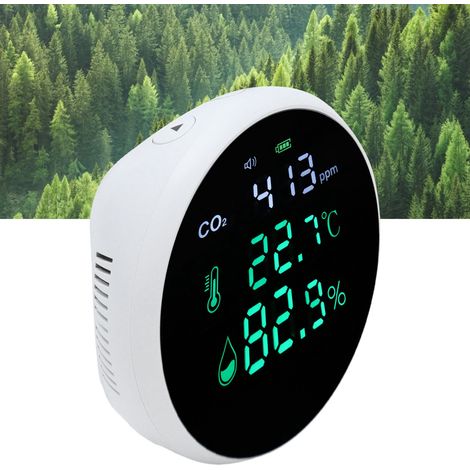 Luftqualitätsmessgerät mit Temperatur- und Feuchtigkeitsmesser, Multifunktionsgerät mit USB-Ladefunktion (1/5)