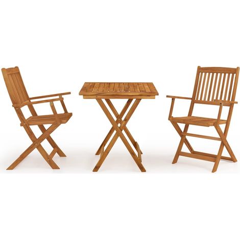 Juego de comedor de jardín plegable 3 piezas madera maciza de acacia 020014921