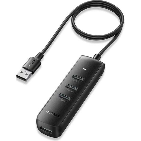 Adaptador 4 en 1 ugreen CM416 USB Hub a 4 puertos USB de 1 m (Negro)