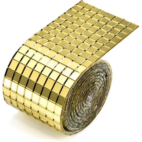 Selbstklebende Fliesen, Glasspiegelfliesen, goldener quadratischer Discokugel-Aufkleber für Partydekoration, Bilderrahmen, Kugelaufkleber.