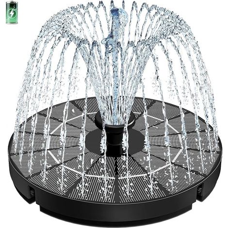 Fontaine Solaire Flottante 3.5W avec Batterie 2000mAh, Solaire Flottant Extérieur Fontaine Pompe Bassin Solaire avec 8 Buses (1/4)