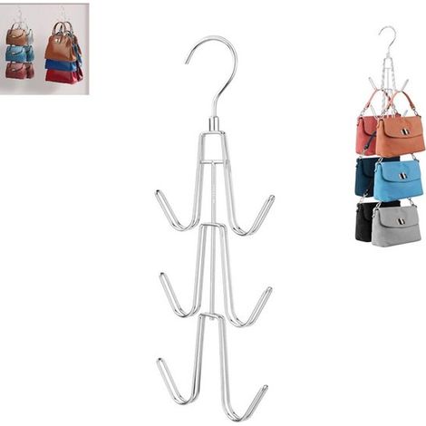 Stück - Aufbewahrungshaken - Schrank- und Taschenorganizer - Platzsparend - Metall - Silber - Kann zur Aufbewahrung von Handtaschen, Rucksäcken usw. verwendet werden.