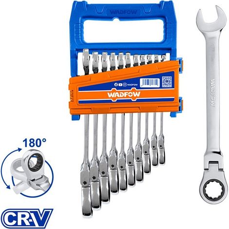 Set di chiavi inglesi flessibili WADFOW 12 pezzi Cr-Mo 8-19mm (1/5)