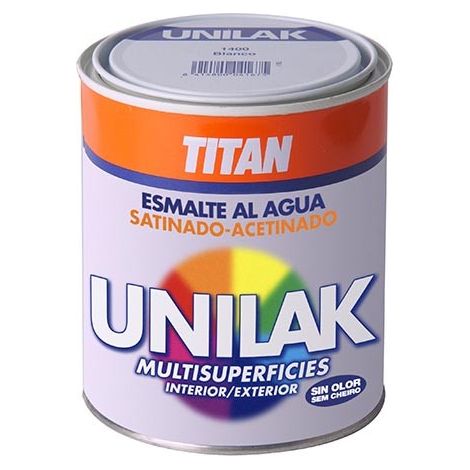 Esmalte Laca Satinado  750 Ml Blanco  Agua Unilak Titan (1/6)