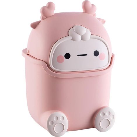 Mini papelera adorable con forma de animal - Papelera elegante para escritorio, baño o cocina (rosa) (1/5)