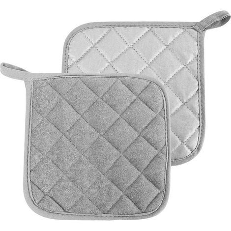 Maniques de cuisine en coton, accessoires pour cuisine, casseroles, four, résistant à la chaleur, lavable, grande, lot de 2 pièces (gris) (1/5)