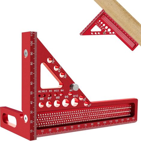 Angle d'onglet 3D, 22,5 à 90 °, en alliage d'aluminium, carré de vitesse de haute précision, avec 11 trous de perçage, traction, foret et outil de mesure pour les ingénieurs de menuiserie (1/5)