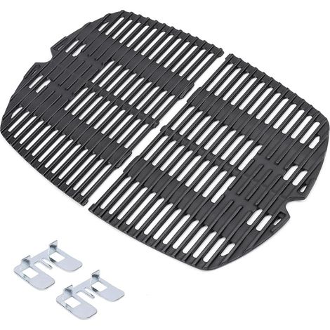 Grille de Cuisson en Fonte pour Weber Q200 Q220 Q2000 Q2200 - 27.3 x 38.8cm - Accessoire de Rechange pour Gril à Gaz 65811 - Paquet de 2 (1/5)