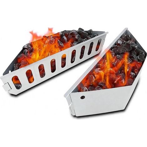 Panier à Charbon de Bois pour Weber 7403 - Convient aux Barbecues à Charbon de Bois de 47, 6 et 67 cm - 2 Pièces - Noir - Chaleur Directe et Indirecte (1/5)