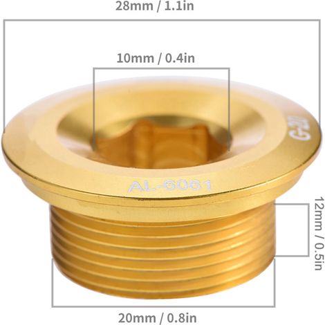 GUB Fahrradkurbel-Befestigungsschraube aus robuster Aluminiumlegierung (gold) (1/5)