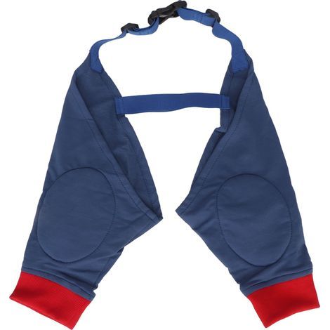Gepolsterte, elastische und atmungsaktive Vorderbeinschienen für Hunde zum Gelenkschutz, Genesungsmanschette, rot und blau, Größe XL (1/5)