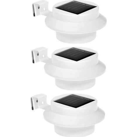 Lot de 3 lampes solaires LED d'extérieur avec détecteur crépusculaire pour gouttières, clôtures, terrasses et patios, installation facile, convient à la plupart des surfaces (1/5)
