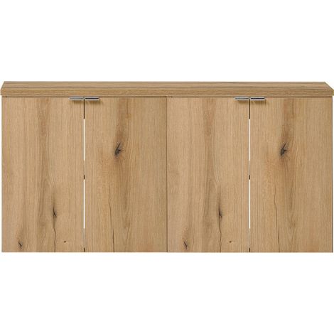 Set NEWPORT 2 Armadi Pensili Sottolavabo con Piano di Lavoro 120x60x40 Effetto Rovere [en.casa]