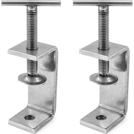 2 Pièces Serre Joints C, Pince C Robuste, Acier Inoxydable 304, Pour Travail Bois Bricolage, Soudage, l'Ébénisterie, Couleur Argent, Torsion à La Main (1/5)