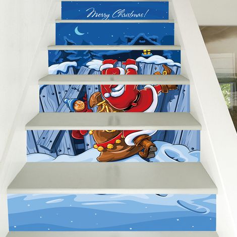 Set mit 6 kreativen Weihnachtstreppenaufklebern – Weihnachtsmannaufkleber – Weihnachtsdekorationen (1/5)
