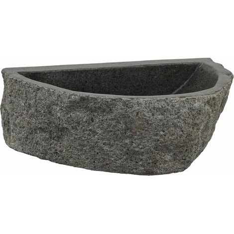 Lavabo montado en la pared Gris 37 x 30 x 12 cm Piedra de río vidaXL