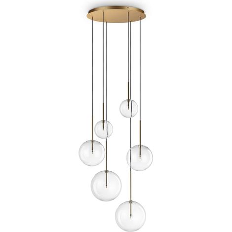 Lampadario A Sospensione Moderno Equinoxe Metallo Ottone 6 Luci G4 2W Ip20 (1/3)