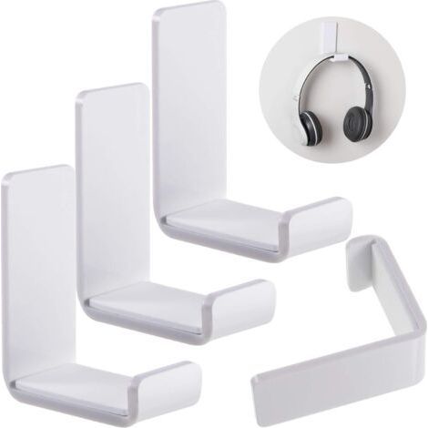4pcs Acrylic Headphone Hook Headphone Hanger Holder with Adhesive Glues Headset Holder for General Purpose Gam (1/5)