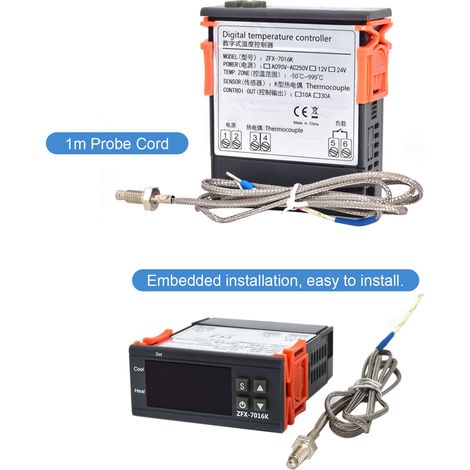 Contrôleur de température numérique ZFX-7016K 30A, thermostat intelligent de haute précision pour congélateur, réfrigérateur et écloserie (1/5)