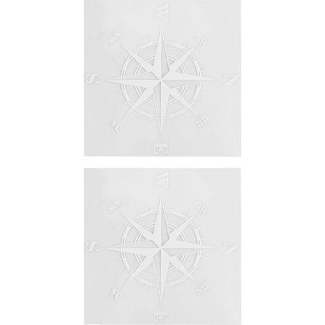Lot de 2 autocollants imperméables en forme de boussole pour voiture, 16 x 16 cm, pour camping-car, camionnette, pare-chocs, mat (blanc) (1/5)
