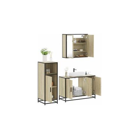 Ensemble de meubles de salle de bain 3 pcs chêne sonoma (1/5)