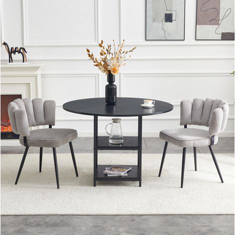 Conjunto de mesa redonda 107 cm con 2 sillas gris estilo industrial (1/5)
