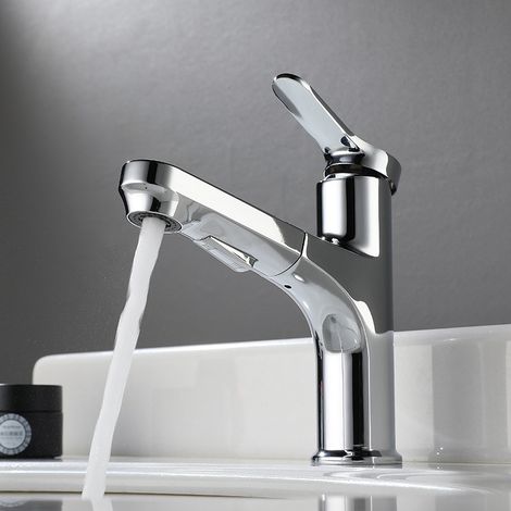 Robinet monotrou chaud et froid à poignée unique pour évier de salle de bain à domicile (placage) (1/5)