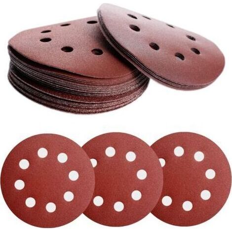 Papier de verre - Paquet de 50 disques abrasifs de 125 mm Papier de verre pour ponceuse orbitale, polissage, roulement, abrasifs grain 1000 (1/5)
