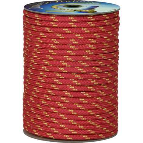 006014539 Treccia corit rossa, 12 mm - 20 mt, Corda intrecciata multiuso resistente ai raggi U.V. e all'abrasione, per attività all'aperto, giardino, mare, guinzagli e fai da te, rottura 1540 kg (1/2)