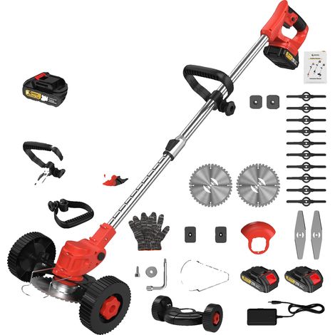 Desbrozadora inalámbrica, motor de 650 W, 5 cuchillas, dos pilas AA, sin enchufe. (1/2)