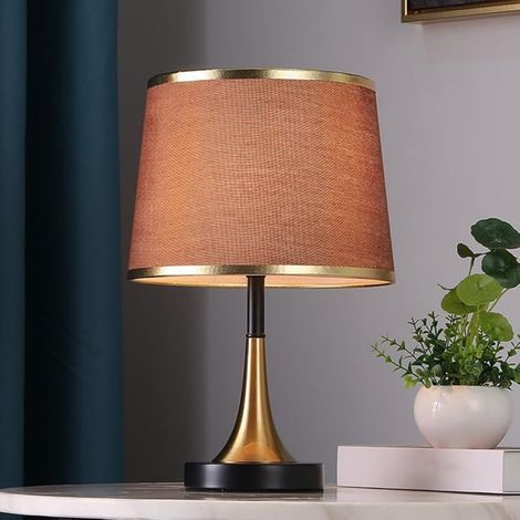 Lampe de chevet avec interrupteur à câble, douille E27, abat-jour en tissu, lampe de bureau, lampe de table, lampe de chevet chambre, lampe chevet (A) (1/5)