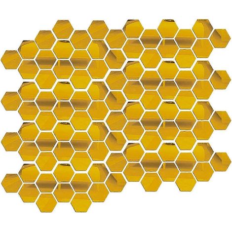 Sticker mural miroir hexagonal, 100 pièces en acrylique - Stickers décoratifs personnalisés pour salon, entrée, couloir, escaliers-Gold 46x40x23mm