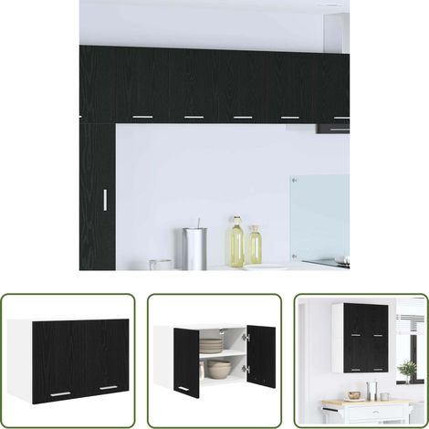 Holzschrank - Hängeschrank mit Tür Schwarze Eiche und Weiß 60 x 31 x 40 cm (1/5)