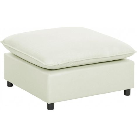 Pouf ottoman moderne en tissu avec pieds en plastique pour salon et chambre, 75 cm, blanc crème facile à assembler avec instructions incluses (1/5)