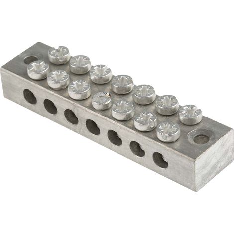 Bloc de mise à la terre 7 voies , raccordement A visser, 0 16 AWG, Gris ( Prix pour Paquet de 5 ) (1/2)