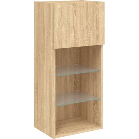 Porta TV multimediale scaffale per televisione televisore buffet sala da pranzo soggiorno camera da letto con luci a LED rovere Sonoma 40,5 x 30 x 90 cm marrone 020026785