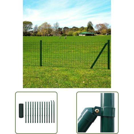 The Living Store Eurozaun Stahl 25 x 1,5 m Grün - Stabiler Zaun - Gartenzaun - Metallzaun - Sicherheitszaun - Eurozaun (1/3)